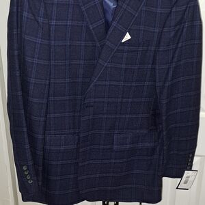 Pronto Uomo Men Suit Jacket, 40R, navy plaid